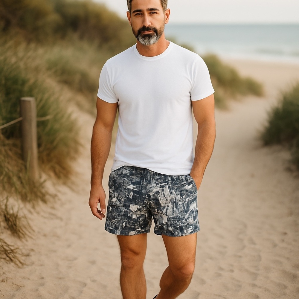 Paul Smith Black and Gray Graphic Swim Trunks